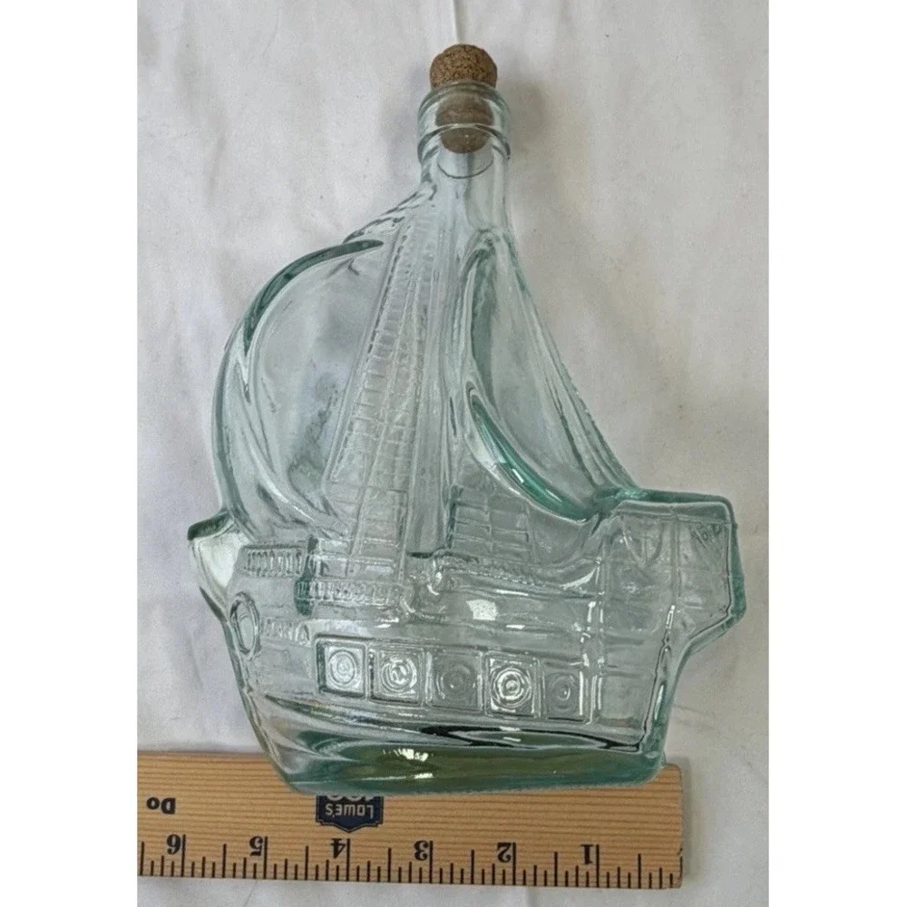 Santa Maria Ship Glass Bottle Decanter - Light Green Ship Bottle - Picture 4 of 9